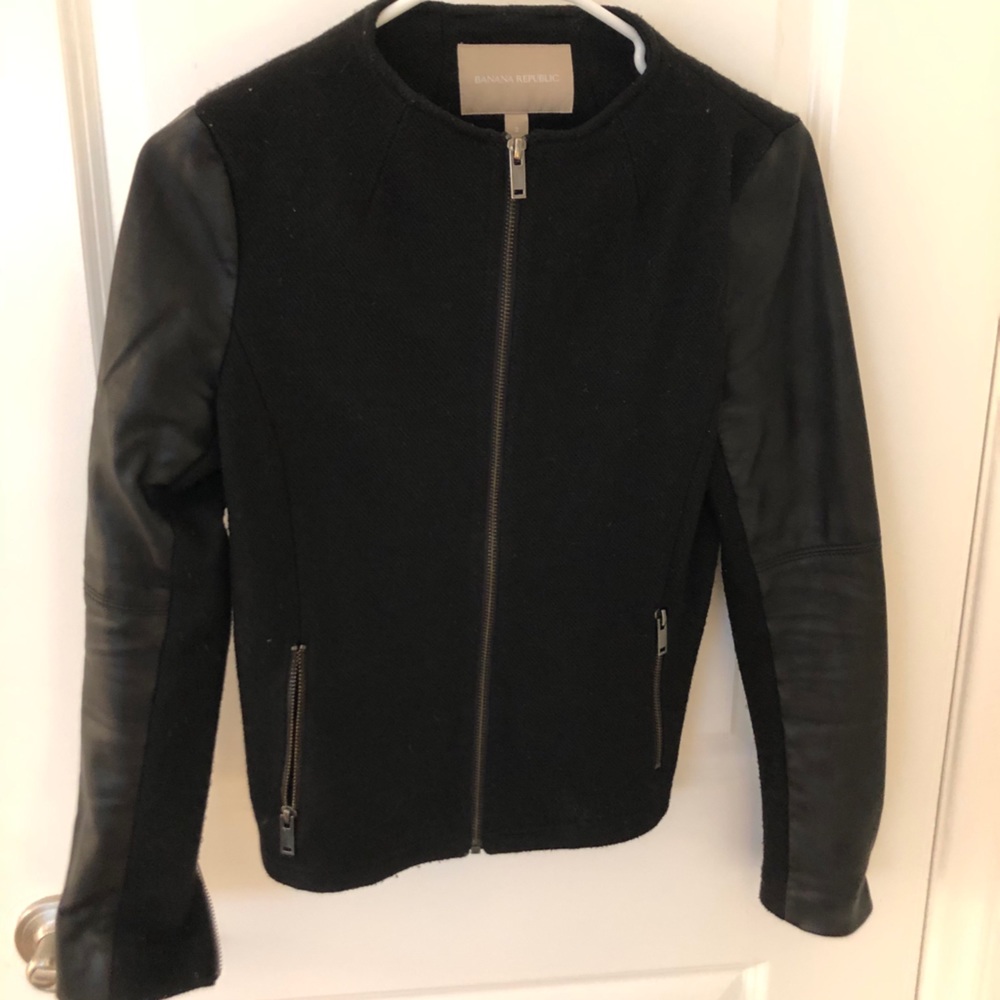 Banana Republic Pleather Sleeved Jacket